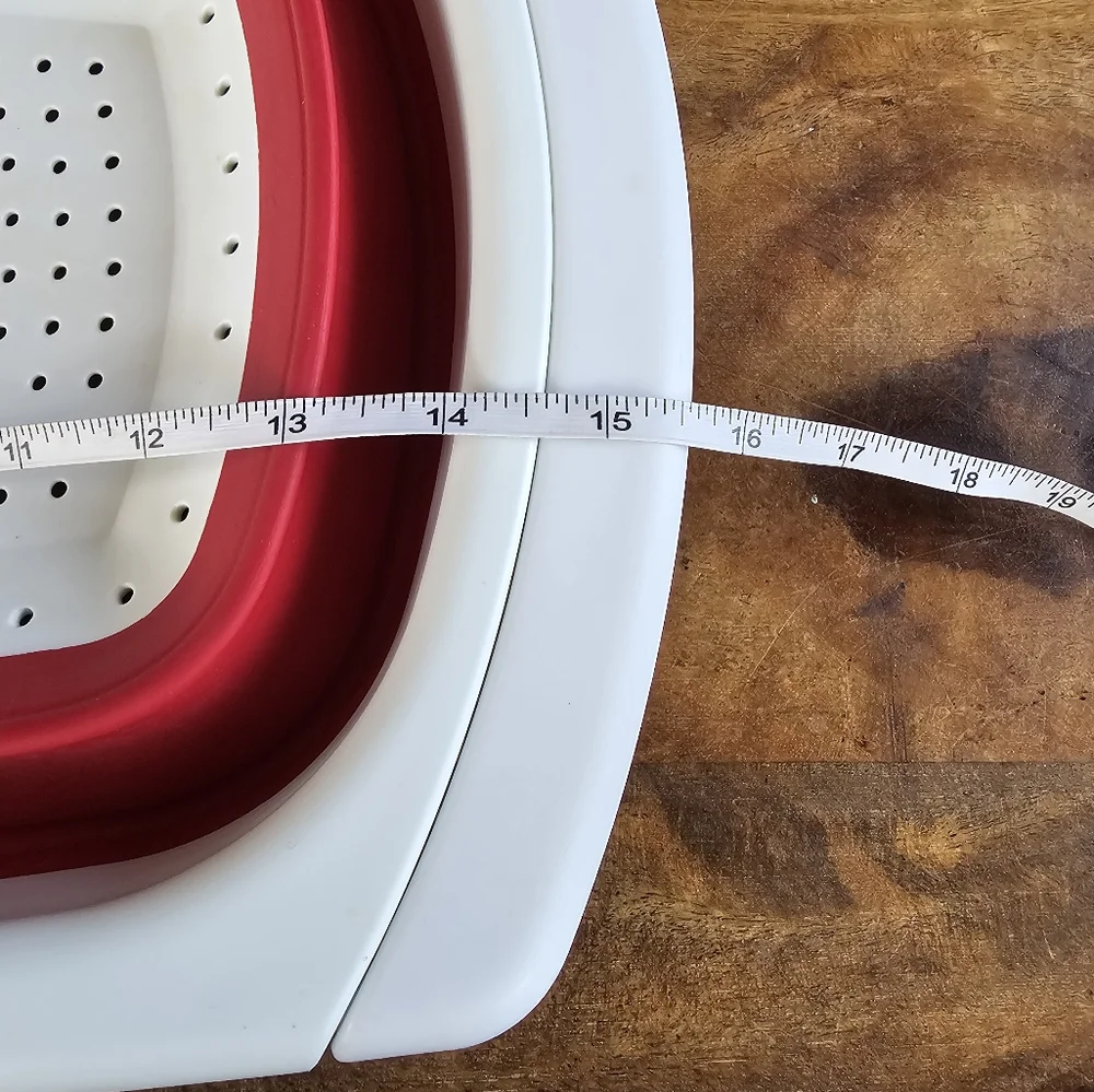 Large Sink Strainer Collander  Collaspible Expandable Handles White And Red